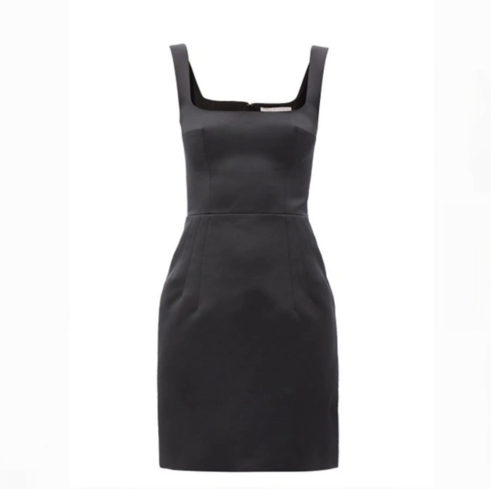 Satin Little Black Dress & other stories Size 0 Square Neck